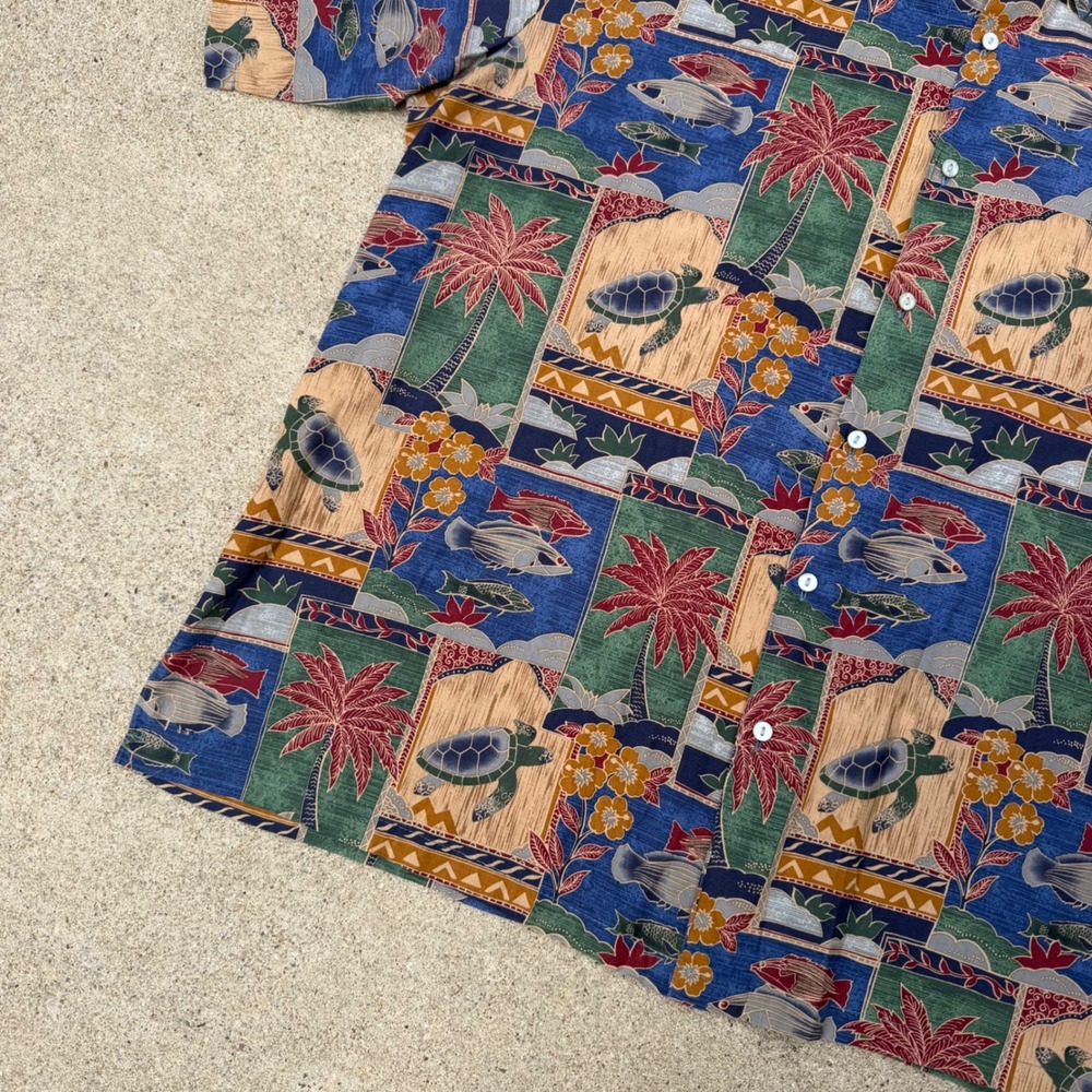 Tori Richard | Hawaiian Shirt Vintage Vibe Sea Turtle Fish Multicolor Mens 2XL - Picture 12 of 13